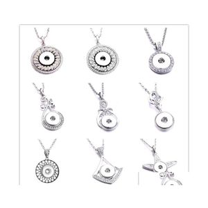 car dvr Pendant Necklaces Mix Sier Snap Button Charms Jewelry Rhinestone Round Shape Fit 18Mm Snaps Buttons Necklace For Women Noosa Drop De Dhc3Q