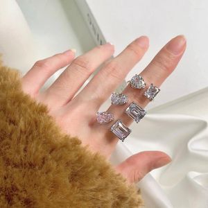 Wedding Rings Cute Bling Zircon Stone Adjustable Silver Color For Women Engagement Fashion Jewelry 2023 Trend