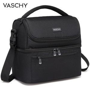 Ice Packsisothermenbeutel Vaschy Isolierte Lunchbox Leckdosenkühler -Kühler -Tasche im Dual -Fach -Mittagessen für Männer Frauen 14 Dosen Weinbeutel Kühler Box 230228