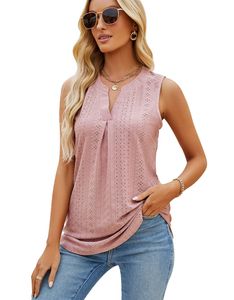 Women Shirts Summer Casual Business Work Blouses V Neck Tank Tops Sleeveless Loose Tees