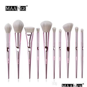 Makeup Brushes Maange 10pcs Wet and Wild Set Powder Foundation Founds Shadow Blush Blunding Cosmetics Beauty Make Up Brush Kits Tools Dr Dhdhx