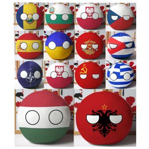 Plush dockor Polandball Countryballs Plysch Doll Toy Ukraina Spanien Ungern Portugal Rumänien Grekland Österrike Mexiko Polen Ball Pendant 9-20cm 230227