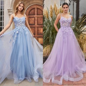 Abiti da ballo adorabili A-line Tulle Sweetheart Motivo floreale Decorazione Spaghetti Abito da sera con lacci su misura Abito da sera Plus Size Vestido De Noite