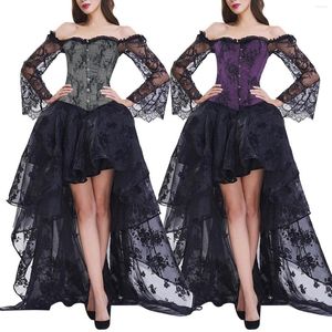 Casual Dresses Womens Sexy Lace Long Dress Suit Court Body Shaper Plus Skirt Party Two Piece