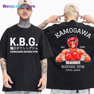 남성 티셔츠 애니메이션 hajime 없음 ippo kamogawa 권투 체육관 T 셔츠 남자 여자 makunouchi takamura kgb 그래픽 의류 Harajuku 스트리트웨어 0228h23