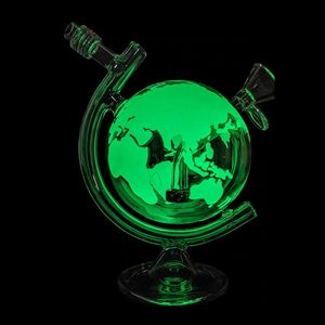 Globe style glass bong map printing hookahs colorful dab rig water pipe 7.28 inches tall 14mm joint with bowl