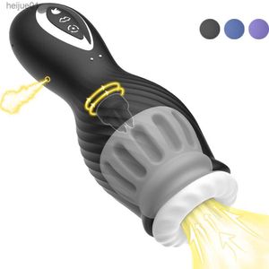 Automatisk manlig Masturbator Cup Rotation Glans Massager Vibration Stroker Penis Laying Varaktande tränare Sexleksaker för män Gay Adult L230518