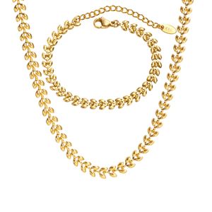 Женское браслет-ожерелье персонализированное и модное ожерелье из пшеницы из нержавеющей стали в форме пшеницы с расширенной цепной ювелирной украшением YW11NC-1310