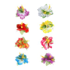 Saç iğneleri 8pcs hawaiian çiçekler saç klipleri gelin barrette tropikal plaj düğün hibiscus çiçek parti saç paketi aksesuarları 230531