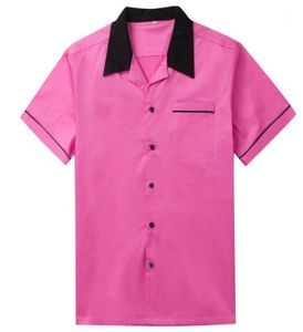 Men039s camisas casuais on-line camisa masculina de algodão ocidental americano rosa azul marrom hip hop designer vintage festa clube rockabilly m9247447