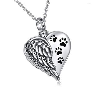 Pendant Necklaces Cremation Jewelry Urn Necklace For Ashes Heart Shape Angel Wing Memorial Pet Memory Dog