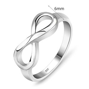 Pierścienie zespołowe szterling sier infinity ring znak urok dla kobiet mody biżuteria prezent upuszczony dostawa dhzhr