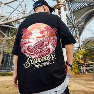 T-shirts Nytt sommarmode Super Large Short Sleeve Loose and Intresse Space Elements Anime Printing Men's Unisex T-Shirt Par Top P230601