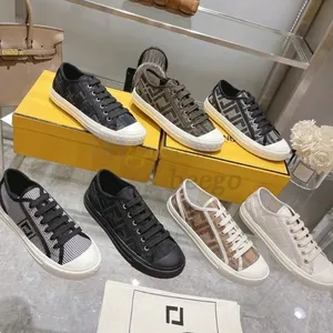 2023 Domino Sneakers stof Flats schoenen Canvas Trainer veters Trim gevormde afgeronde tenen voor unisex luxe ontwerpers rubberen dop fabrieksschoeisel