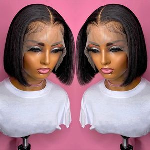 Short Bob Wig Bone Straight Lace Front Human Hair Wig for Women Pre Plucked 4x4 Lace Closure Wig Brazilian Lace Frontal Wigs