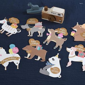 Gift Wrap Wholesale 8 Pcs/Lot Korean Children's Blessing Greeting Card Animal Creative Rotating Birthday Message Gifts