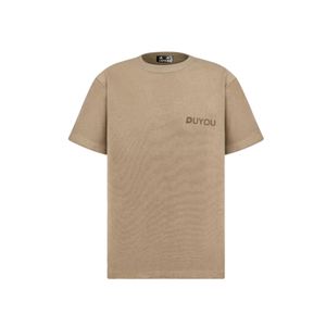 DUYOU Men's Relaxed Fit T-shirt Brand Clothing Men Women Summer T Shirt with Beige Terry Cotton Letters High Quality Tops 74859