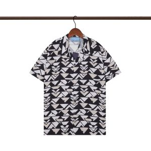 Men's Casual Shirts Luxury Designer Mens Geometric Floral Print shirt Men's Designer Silk Bowling Shirt Men Summer Short Sleeve Dress Shirts M-3XL