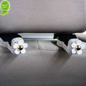 New Flower Diamond Crystal Car Hooks Vehicle Headrest Seat Back Hanger Holder Universal Mount Storage Fastener Clips Accessories