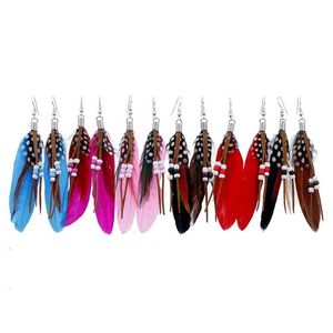 Charm Bohemian Tassel Earrings Rice Beads Feather Womens Fashion Accessories Drop Delivery Jewelry Dhpw7