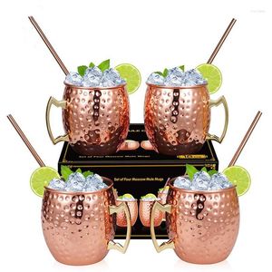 Muggar 4 st 550 ml Moskva mule koppar metall mugg kopp rostfritt stål öl whisky vin kaffe bartender bar kök tillbehör