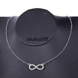 Pendant Necklaces HuaTang Fashion Rhinestone Infinity Love Pendant Necklace for Women Silver Color Chains Lady Party Collares Jewelry on the Neck J230601