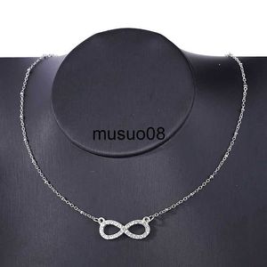 Naszyjniki wisiorek Huatang moda Rhinestone Infinity Love Wisiant Naszyjnik dla kobiet srebrne łańcuchy kolorów pary biżuterii na szyi J230601