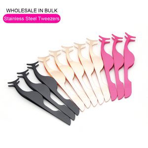 Makeup Tools Wholesale Stainless Steel Rose Gold Eyelash Tweezers Bulk 10/20/30/40/50/100 Pieces Custom False Lash Applicator Bulk 230531