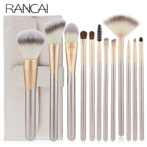 Brushes RANCAI 12pcs Makeup Brushes Set crochas maquillaje Green Large Loose Powder High Gloss Eyeshadow Foundation Contour SynthetiHair