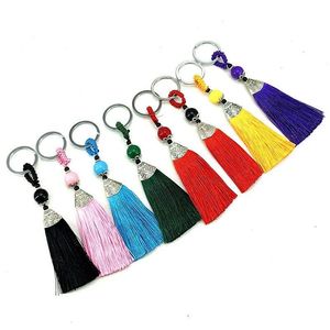 Nyckelringar Vintage kinesisk stil Tassel Keychains Kvinnor Girls Bag Hanging Pendant Fashion Chain Buckle Holder Jewets Gifts Drop Deliv Dh6zd