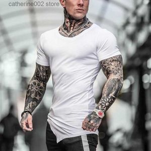 Men's T-Shirts Brand Summer Fitness Men Cotton Short Sleeve t-shirt Oblique V Neck Gyms Clothing Bodybuilding T shirt Male Slim Tight Tees Tops T230601