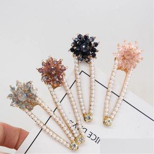 Клипы для волос Barrettes Ladies Bling Headwear Crystal Athestone Flower Pearl Barretes Девушки аксессуары для шпильки бросают доставку Jewelr dhkwj