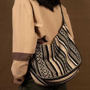 Bolsas de ombro vintage casual bolsa feminina estilo Japão grande capacidade designer de luxo retrô versátil listrada bolsa de alta qualidade 230530