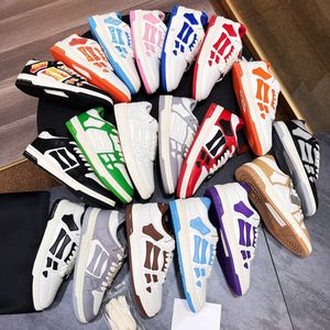 2023 Designer Casual Shoes Bone Shoes Men's Women's Color Block Leather Sneakers Högkvalitativa snörningar Fasiga skor utomhusskor