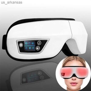 6D Airbag Pressoterapi för ögon Massager Vibratorvärme Bluetooth Musik lindrar trötthet Electric Smart Mask for Eye Care L230523