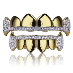 Grillz dentystyczne grille hip hop gładki bling cz zęby Grillz Zestaw dla męskiego górnego dna Faux Tooth Women Hiphop Body Biżuter Dift Drezno Del dhc7e