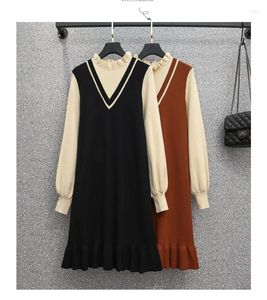 Casual Dresses Good Quality Pregnant Woman Thick Sweater Winter Fashion Pregnancy Clothes Long Lantern Sleeve Patchwork Maternity Knitted