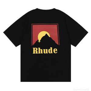 Erkek Tişörtleri Rhude T Sıradan Pamuk Sokak Kısa Lüks Marka T-Shirt Yüksek Kalite S-XXL