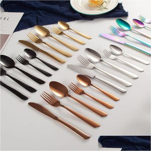 Dinnerware Sets 5Pcs/Set Flatware Set Mtipurpose Use For Home Kitchen Or Restaurant Stainless Steel Dinner Knives/Spoons/Forks Vt152 Dhasq