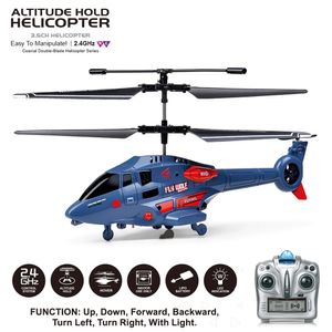 Military RC Helicopter 2.4GHz 3.5CH RC Plane Altitude Hold One-Key Launching/Landing Fly Toys RTF for Kids Beginner