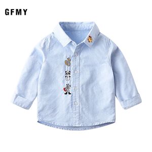 キッズシャツgfmyボーイズシャツ秋コットン長いカジュアルシャツ男の子漫画恐竜刺繍シャツchildrens服230531