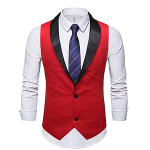 Pantaloni Abito da uomo Gilet 2022 Brand New Rosso Collo a scialle Abito slim fit Gilet Gilet Festa da sposa Tuxedo Gilet maschile Chaleco Hombre Xxl