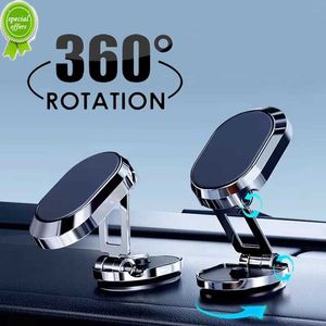 Bil Metal Magnetic Car Phone Holder Folding Magnet Mount Mobile Mobiltelefon Stand GPS Support för iPhone 14 13 Xiaomi Huawei Samsung