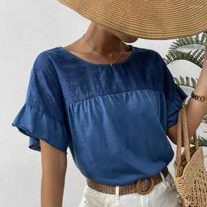 Women's Blouses European And American Stitching Top T-shirt 2023 Summer Short Sleeve Solid Color Loose Women Harajuku Shirt Blouse