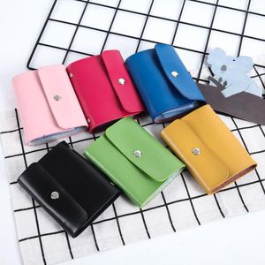 Card Holders 12/24 Bits Genuine Leather Holder Purse Women Wallet Lady Candy Color Multi-slot ID Package Money