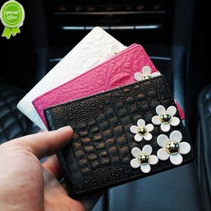 Daisy Flower Leather Car Document Holder Wallet for Women
