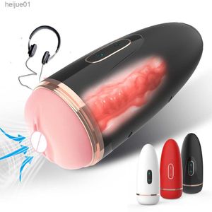 Automatic Masturbators for Men with Vibration Male Masturbation Cup Realistic Vaginal Sucking Sex Toys with Sound Sex Machines L230518