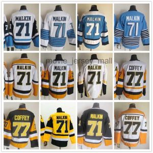 Custom Men Men Młodzież Pittsburgh''penguins''new retro lodowe koszulki hokejowe 77 Paul Coffey 71 Evgeni Malkin Jersey