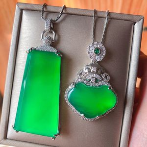 Vintage Big Lab Emerald Diamond Wisel 925 Srebrny impreza Wisior ślubny Naszyjnik dla kobiet