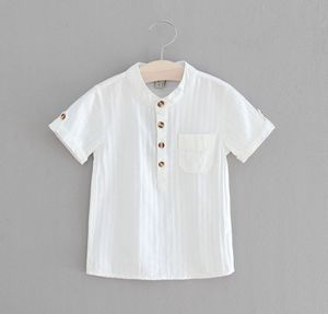 Kids Shirts Casual Boys Shirts Baby Children Cotton Short Sleeve Blouse for Summer Kids Boys White Shirt Stand Collar Handsome Tops 230531